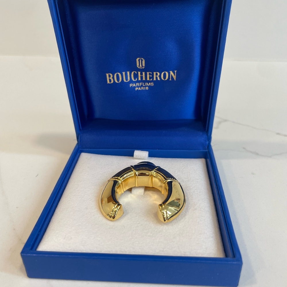 Boucheron Gold Tone Pin Brooch in Blue Box